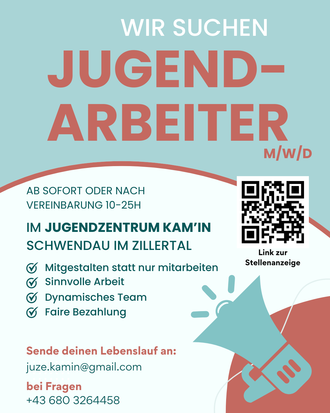 Stellenausschreibung eine*n Jugendbetreuer/in (m/w/d) 10-22 Wochenstunden ab sofort