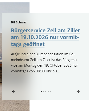 Bürgerservice Zell am Ziller am 19.10.2026 nur vormittags geöffnet